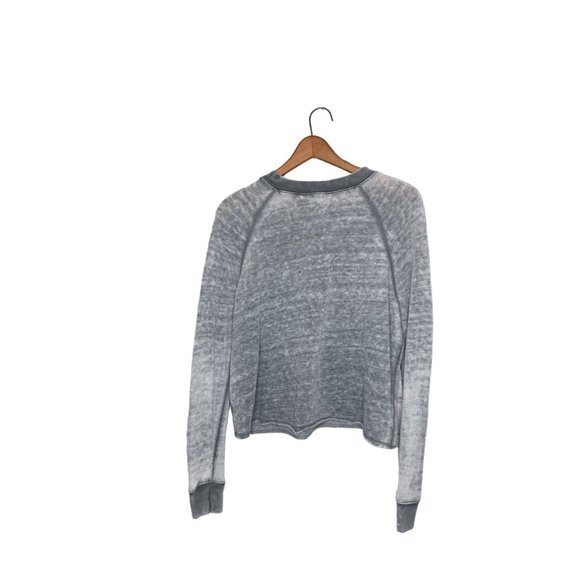 American Eagle Small S Squad Burnout Slub Terry Knit Pullover Crop Sweatshirt - Picture 2 of 4